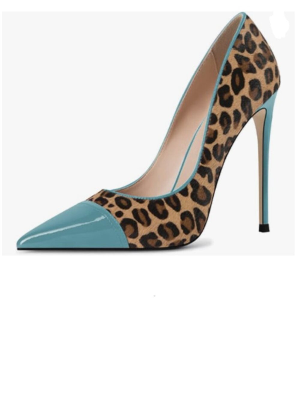 FSJ Teal Leopard Printed Dress Shoes Pointy Toe High Heels Pumps Party Shoes